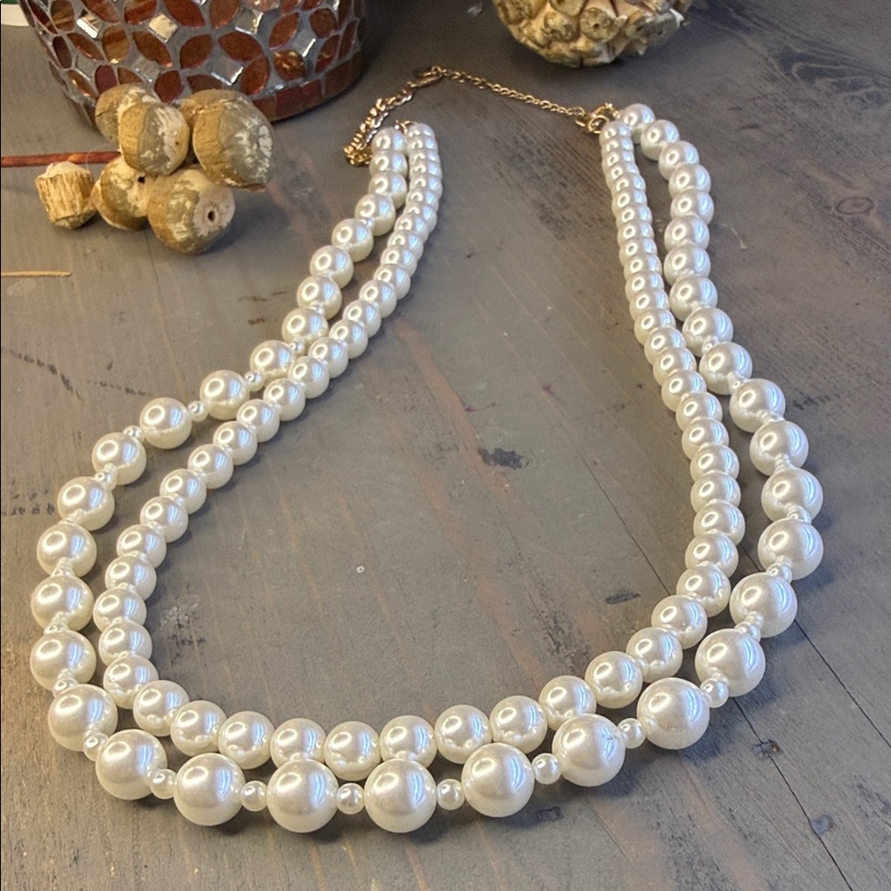 Time and Tru Double Strand Pearl Necklace